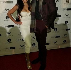 Misha Collection White Strapless Dress Size Small